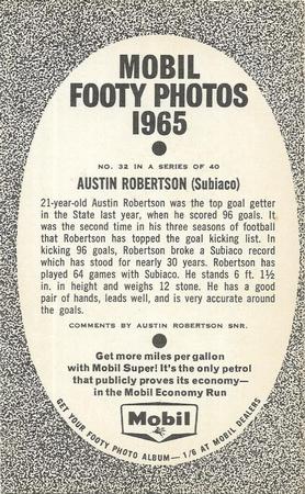 1965 Mobil Footy Photos WAFL #32 Austin Robertson Back